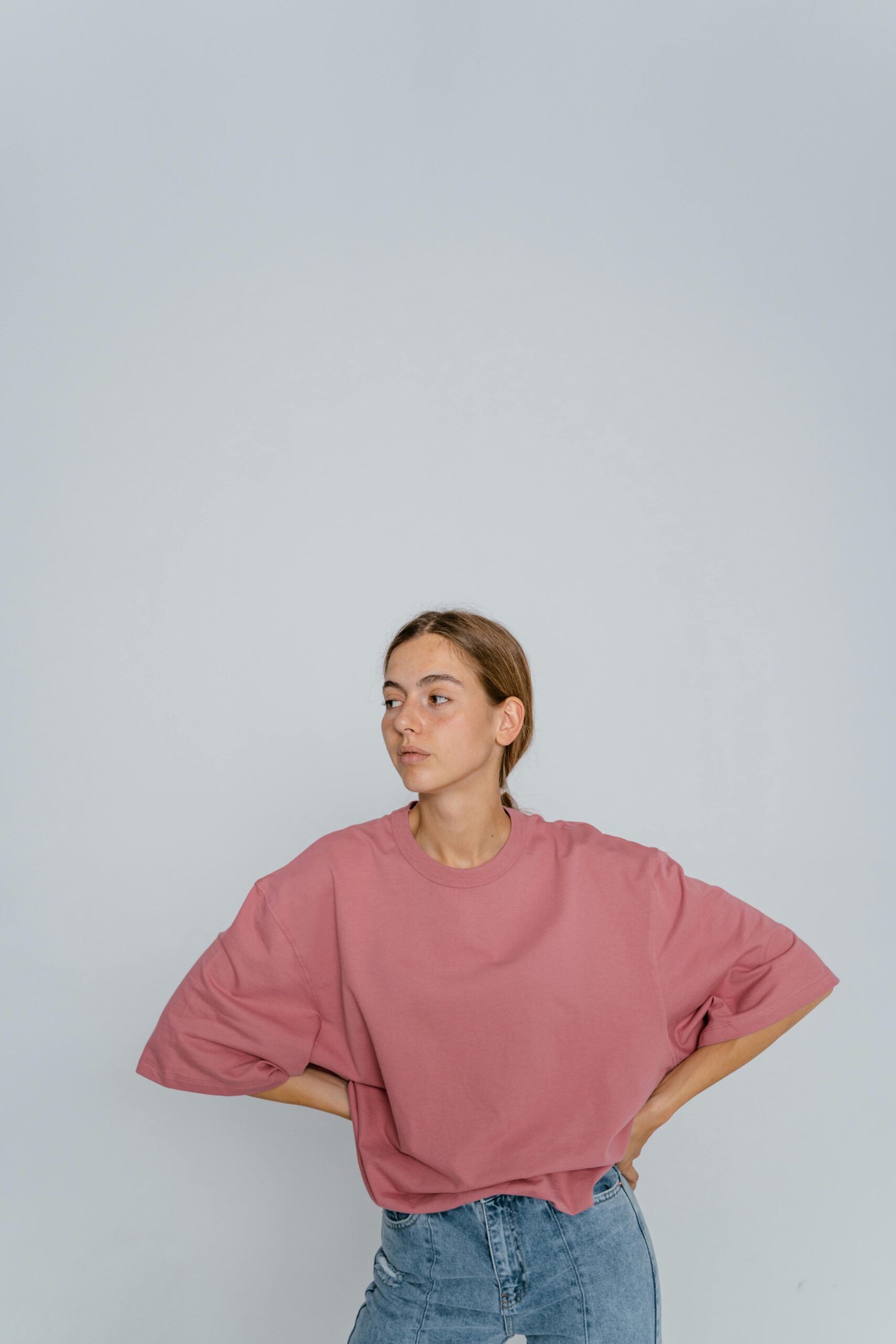 Camiseta básica rosa oversized